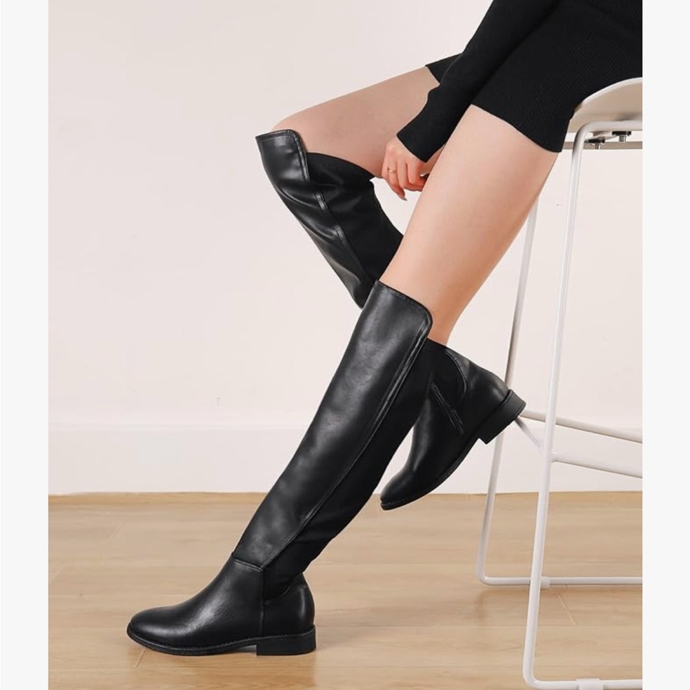 ShoeNTale Thigh High Black Over the Knee Boots
